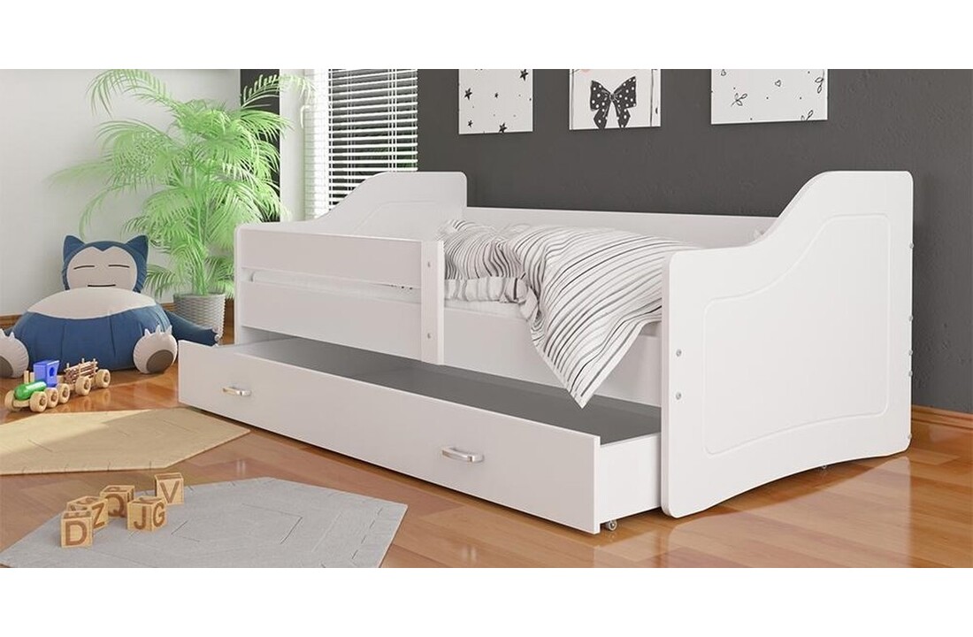 Kinderbed met lade 200x80 wit MDF/grenenhout luxe