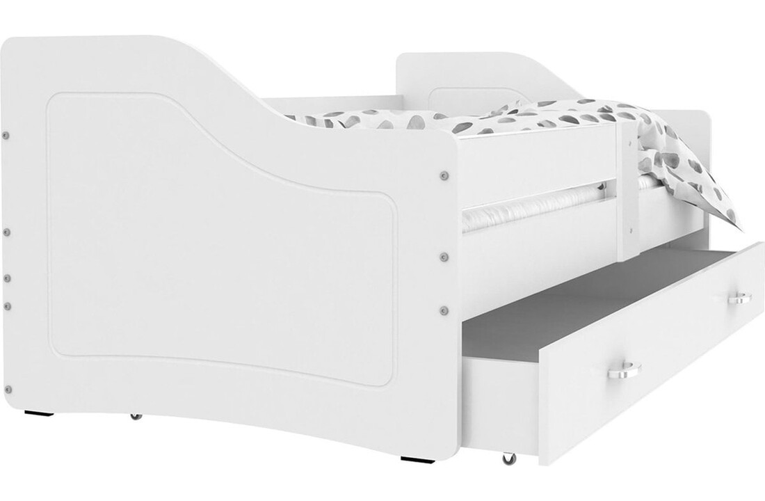 Kinderslaapbank lade | Luxe kinderbed 200x80 wit | MDF & grenenhout