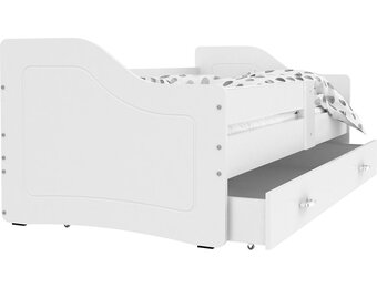 Kinderslaapbank lade | Luxe kinderbed 200x80 wit | MDF & grenenhout