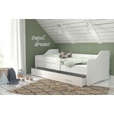 Kinderslaapbank lade | Luxe kinderbed 200x80 wit | MDF & grenenhout