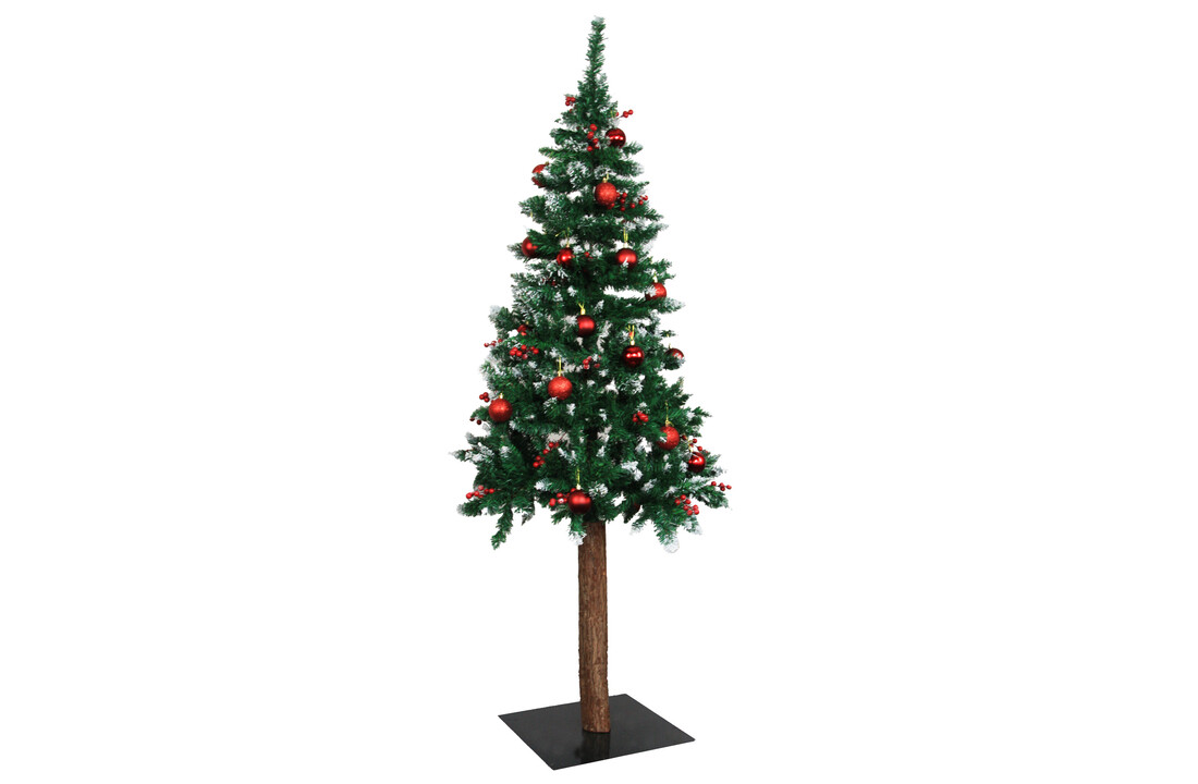 Kerstboom dennenboom met besjes 180 cm groen PVC met jute voet