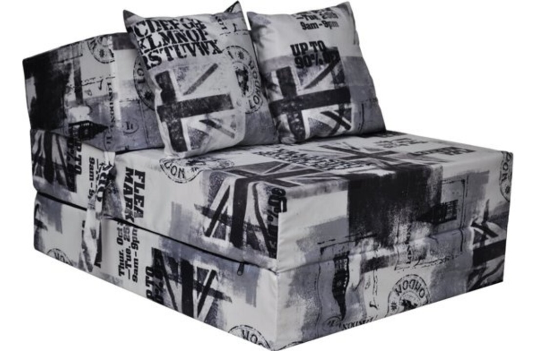 Opklapbed camping: Luxe 200x70x15cm Slaapmatras met Kussens (Wit/Zwart Foam)