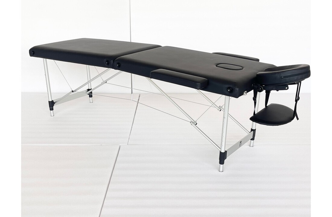 Draagbare massagetafel - Aluminium Zwart 185x70 cm - 3 secties