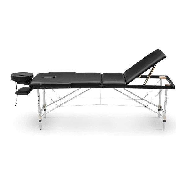 Draagbare massagetafel - Aluminium Zwart 185x70 cm - 3 secties