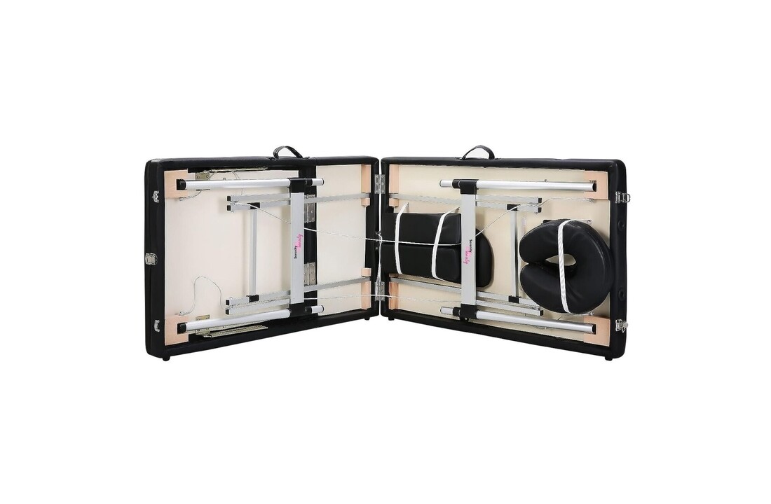 Draagbare massagetafel - Aluminium Zwart 185x70 cm - 3 secties