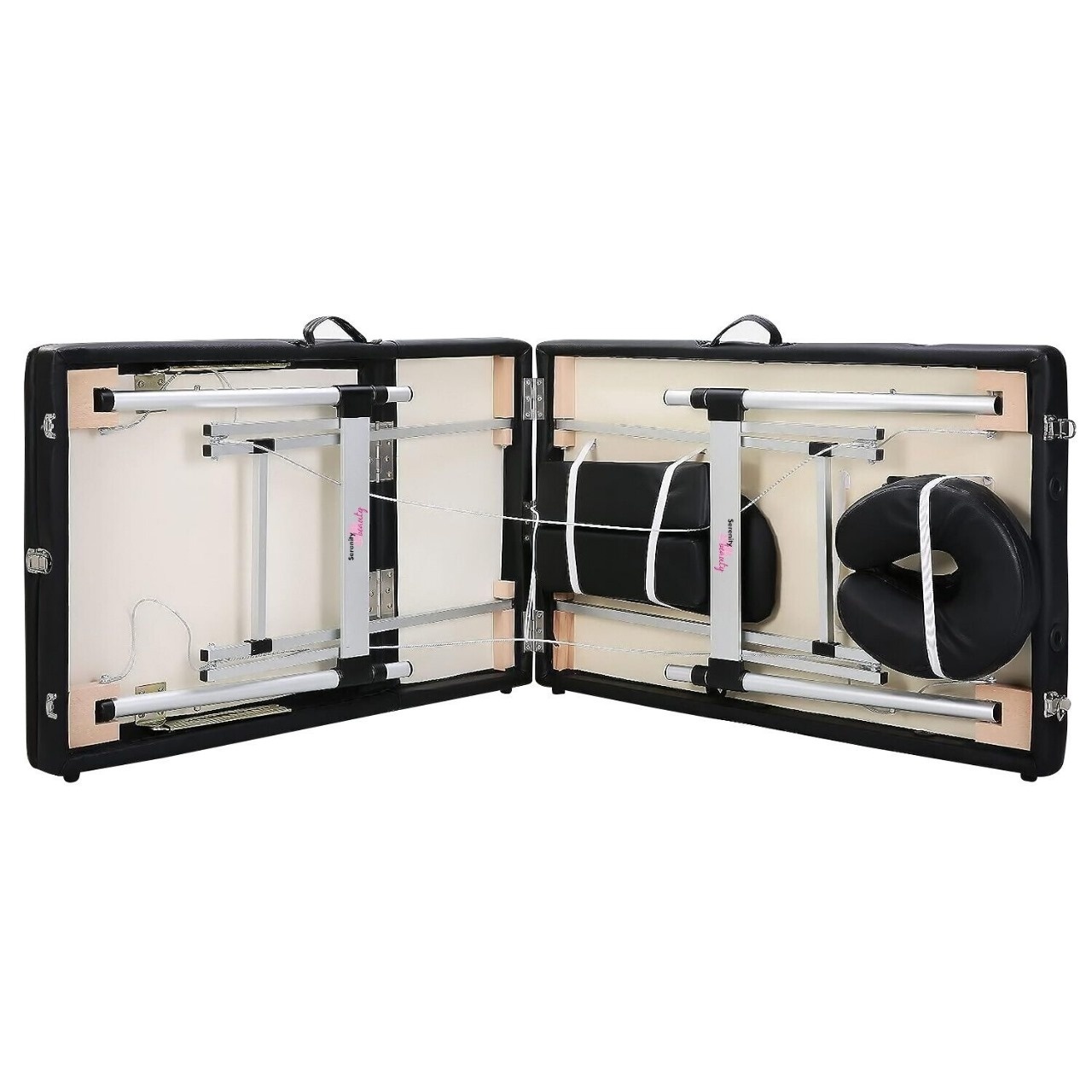 Draagbare massagetafel - Aluminium Zwart 185x70 cm - 3 secties