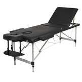 Draagbare massagetafel - Aluminium Zwart 185x70 cm - 3 secties