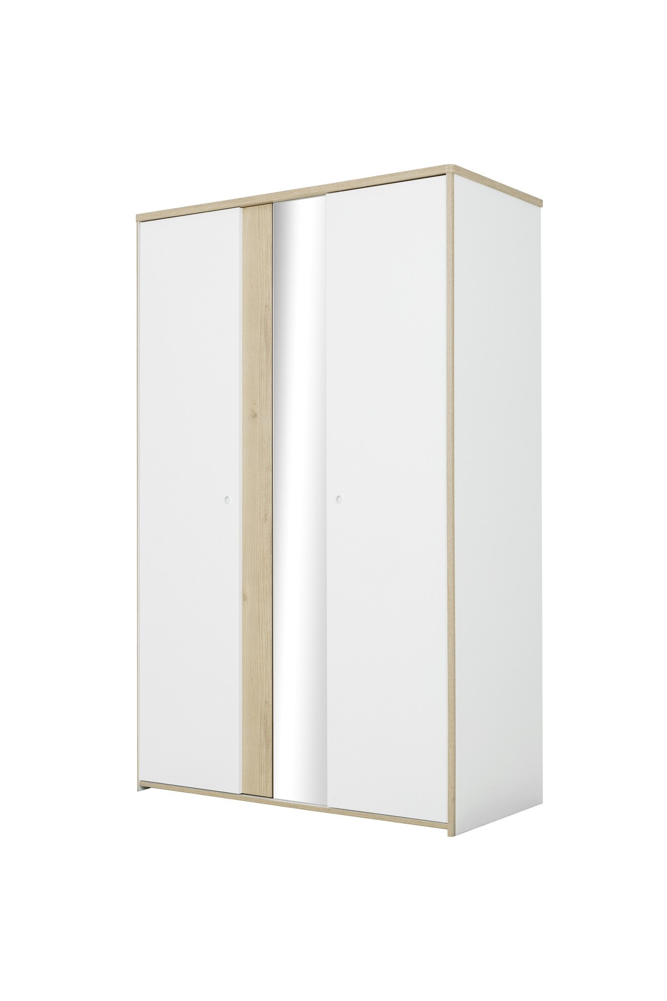 Kledingkast kinderkamer schuifdeuren - 130x60x202cm - Eiken, wit hout