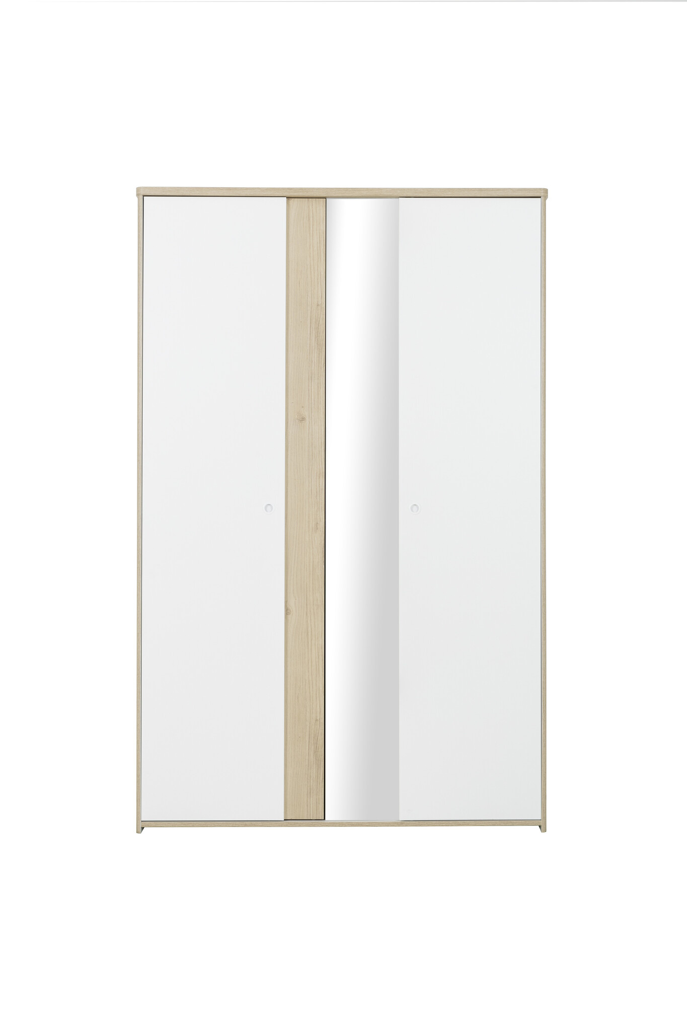 Witte kledingkast spiegel - 130x60x202cm - 2 deuren - Hout