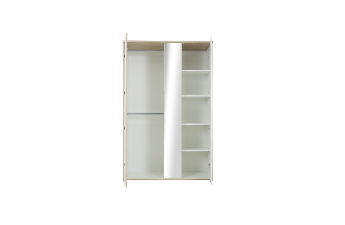 Witte kledingkast spiegel - 130x60x202cm - 2 deuren - Hout