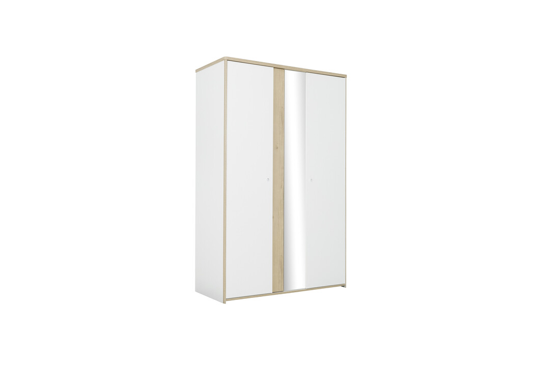 Witte kledingkast spiegel - 130x60x202cm - 2 deuren - Hout