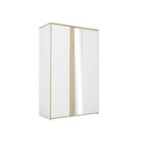 Witte kledingkast spiegel - 130x60x202cm - 2 deuren - Hout