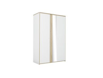 Witte kledingkast spiegel - 130x60x202cm - 2 deuren - Hout