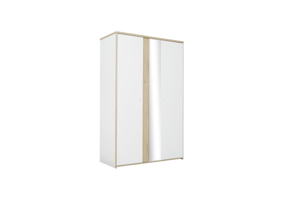 Witte kledingkast spiegel - 130x60x202cm - 2 deuren - Hout