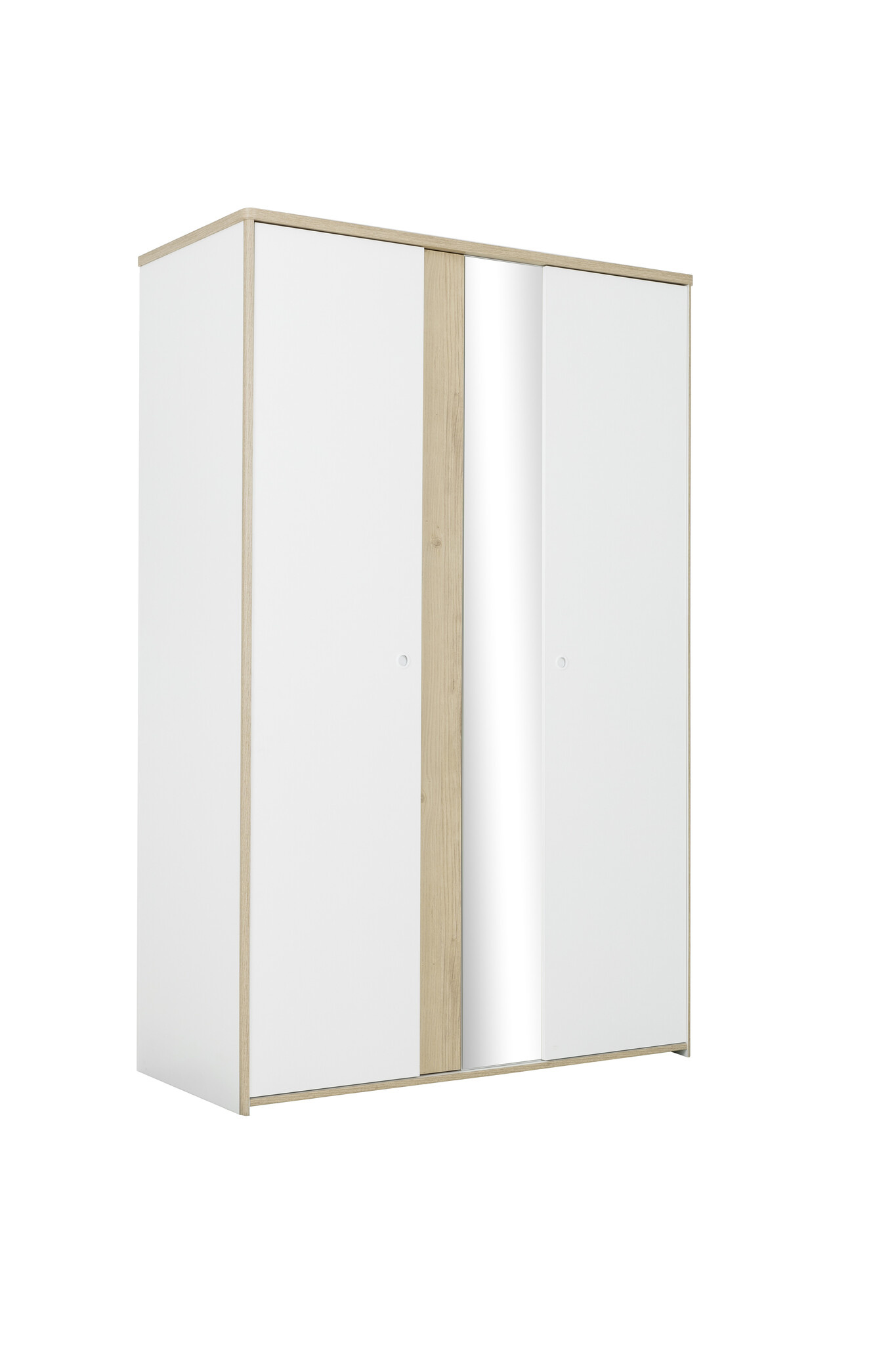 Witte kledingkast spiegel - 130x60x202cm - 2 deuren - Hout