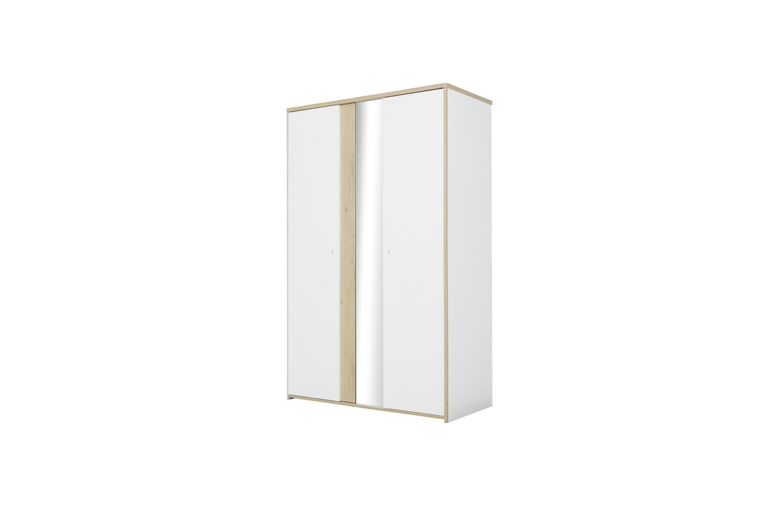 Kinderkamer kast 130cm breed - Wit eikenhout - 2 deuren - 130x60x202cm