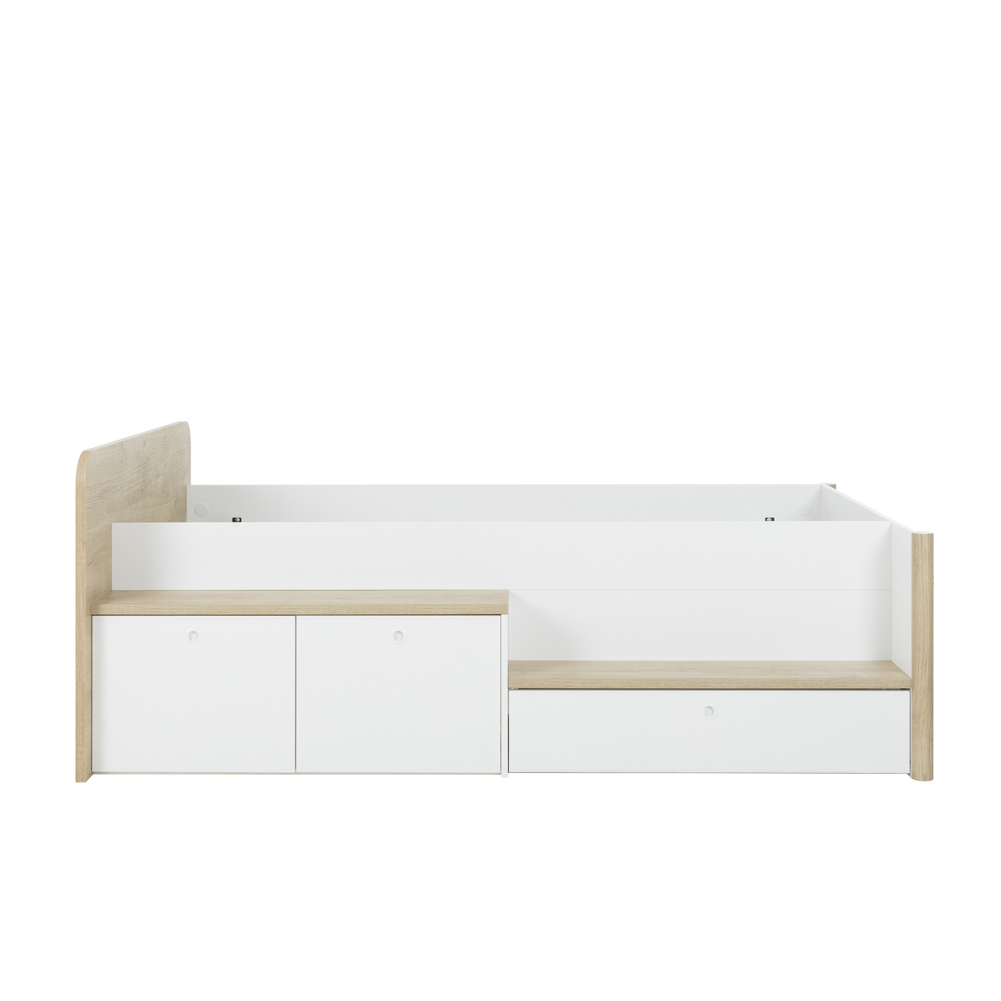 Kajuitbed 90x200 - Eiken Wit Hout - 208x125x80cm