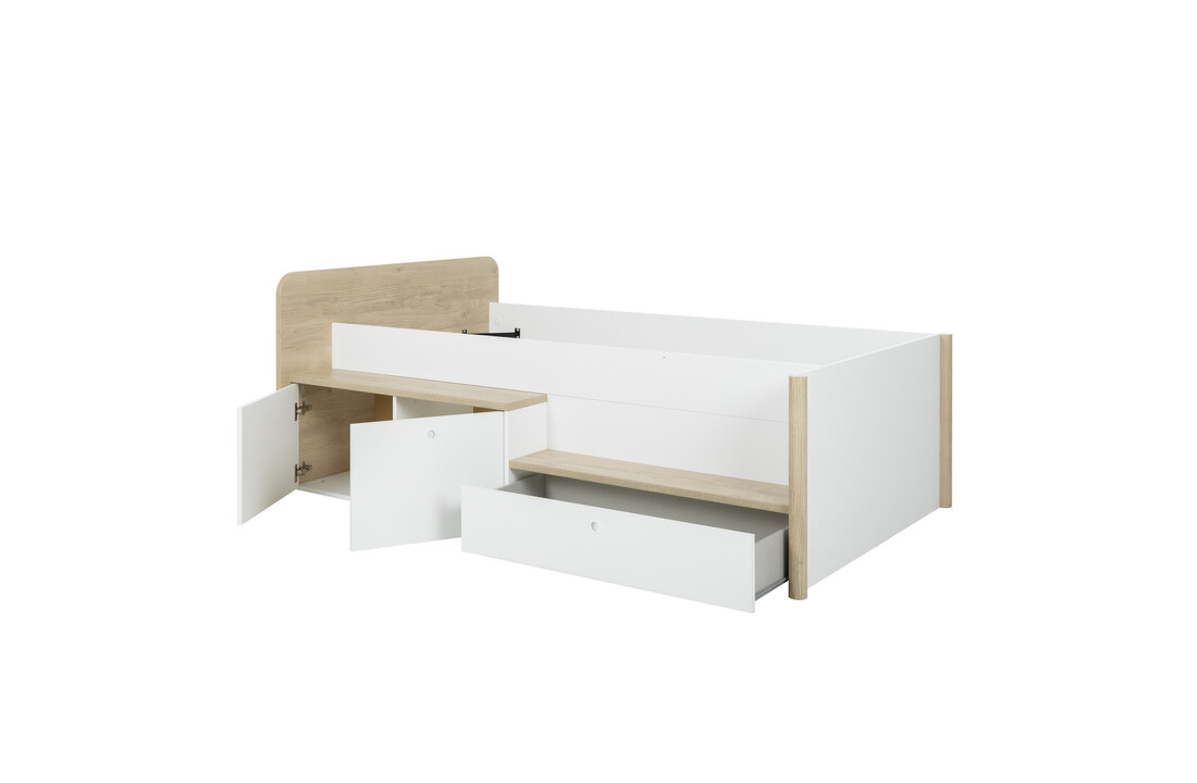 Kajuitbed 90x200 - Eiken Wit Hout - 208x125x80cm