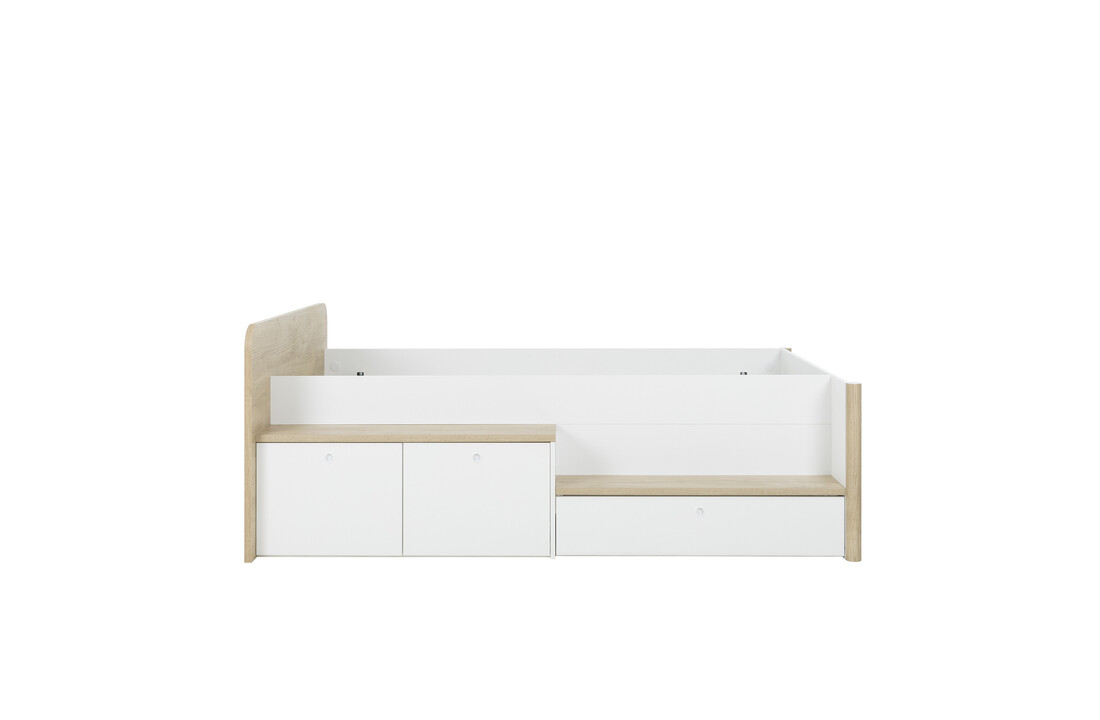 Bedbank met lades - Kajuitbed 90x200cm, Eiken Wit