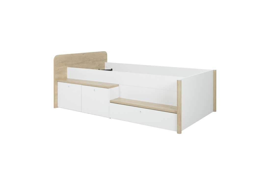 Bedbank met lades - Kajuitbed 90x200cm, Eiken Wit