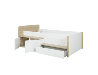 Bedbank met lades - Kajuitbed 90x200cm, Eiken Wit