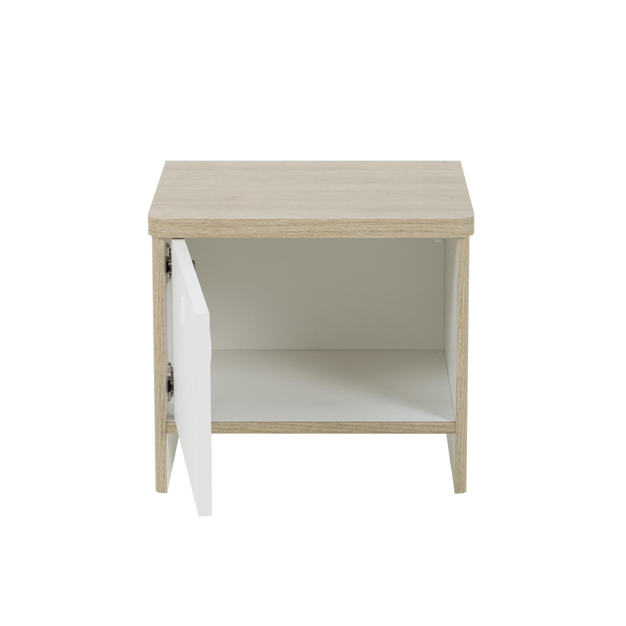 Nachtkastje 42x36x37 cm - Wit eiken, met lade & deur