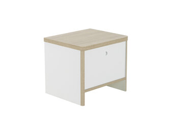 Nachtkastje 42x36x37 cm - Wit eiken, met lade & deur