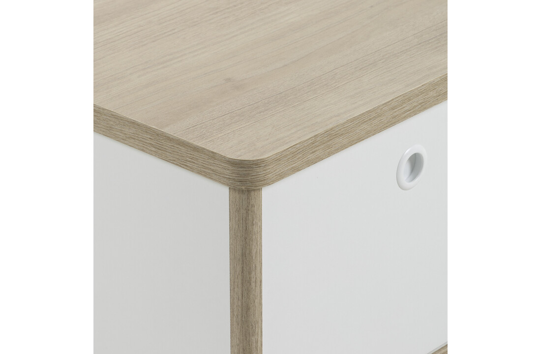 Nachtkastje 42x36x37 cm - Wit eiken, met lade & deur