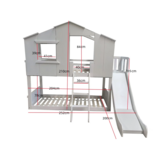 Stapelbed met glijbaan | Bedhuisje 90x200 | Wit Grenenhout/MDF