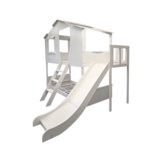 Stapelbed met glijbaan | Bedhuisje 90x200 | Wit Grenenhout/MDF
