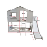 Bedhuisje kind stapelbed met glijbaan 90x200 wit grenenhout/MDF