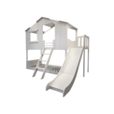 Houten stapelbed 90x200 met glijbaan - Wit, Grenenhout/MDF