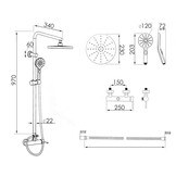 Regendouche goud thermostaatkraan | Messing & RVS | 23 cm