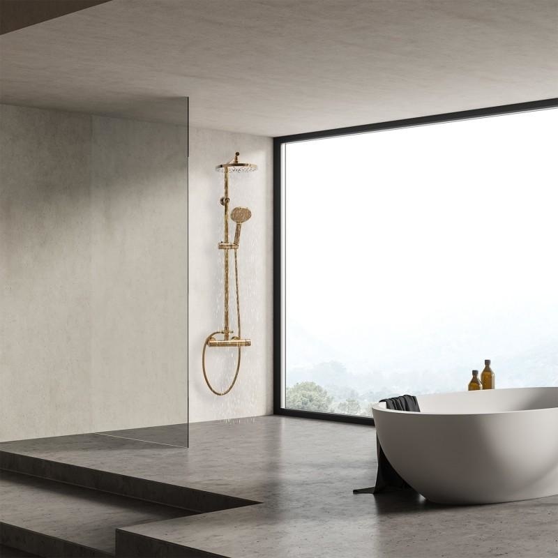 Gouden douchesysteem compleet | Messing & RVS | 23cm Regendouche | Luxe