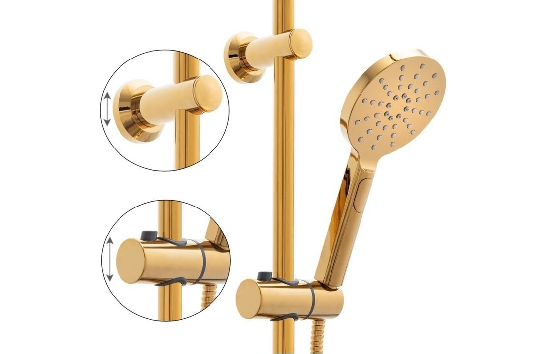 Gouden douchesysteem compleet | Messing & RVS | 23cm Regendouche | Luxe