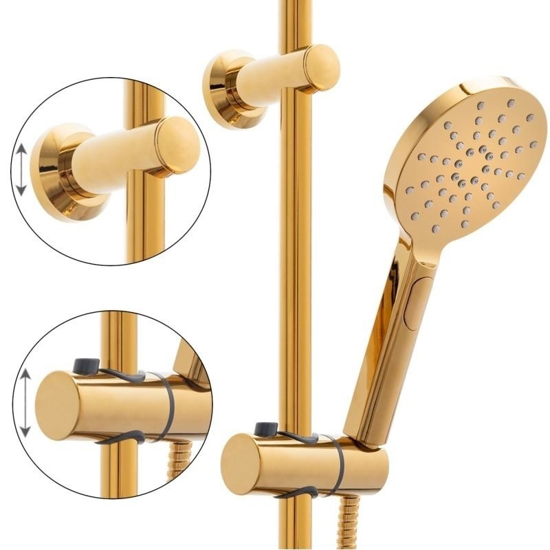 Gouden douchesysteem compleet | Messing & RVS | 23cm Regendouche | Luxe