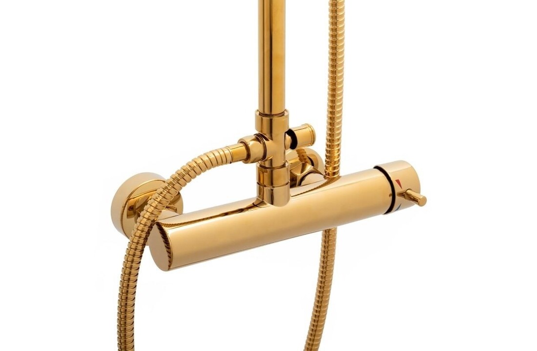 Gouden douchesysteem compleet | Messing & RVS | 23cm Regendouche | Luxe