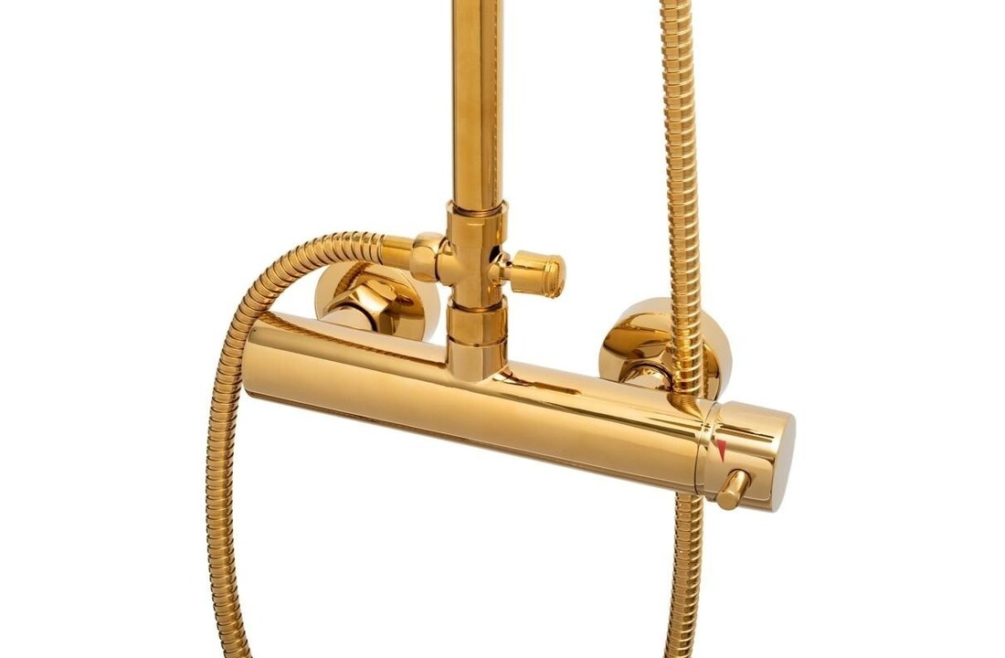 Luxe doucheset goud messing rvs 23cm wandmontage