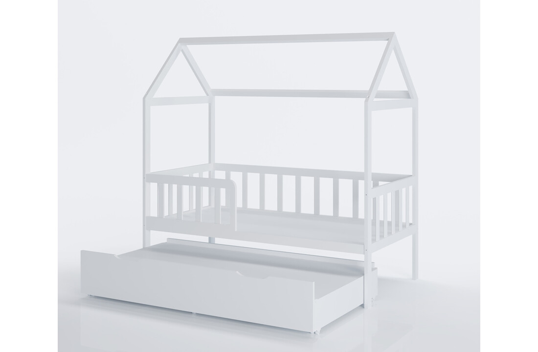 Peuterbed met lade 160x80 cm wit | Huisbed ecologisch vurenhout