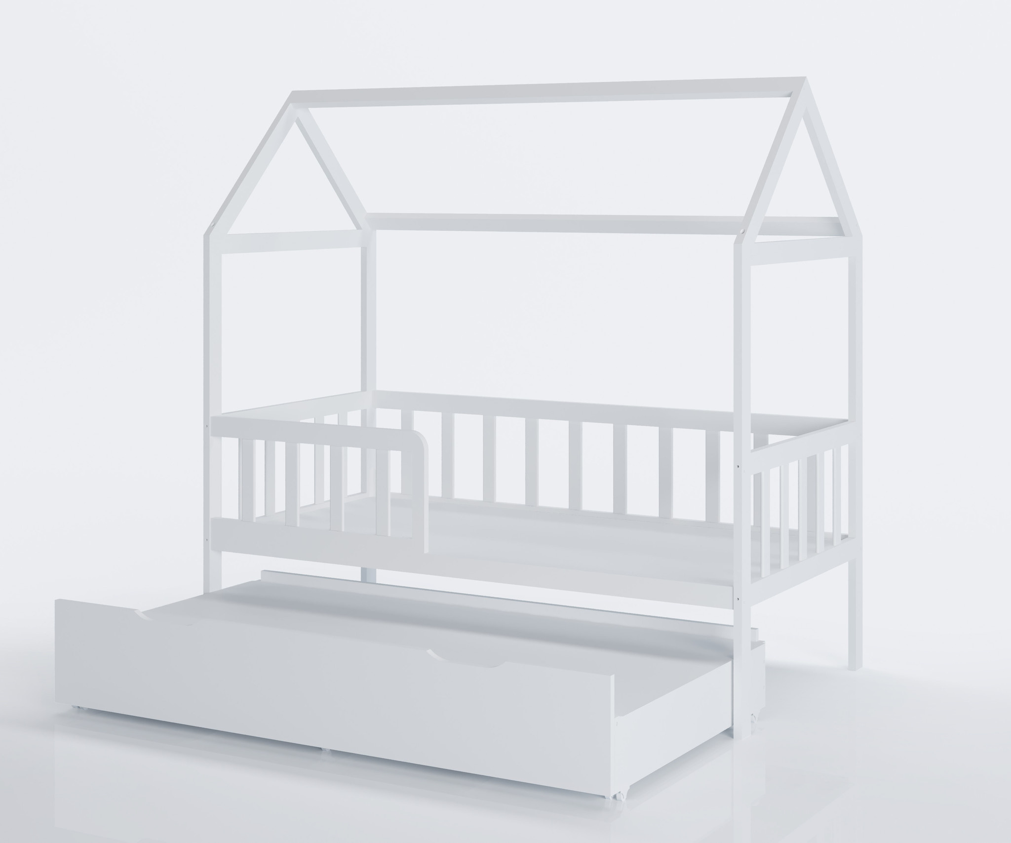 Peuterbed met lade 160x80 cm wit | Huisbed ecologisch vurenhout