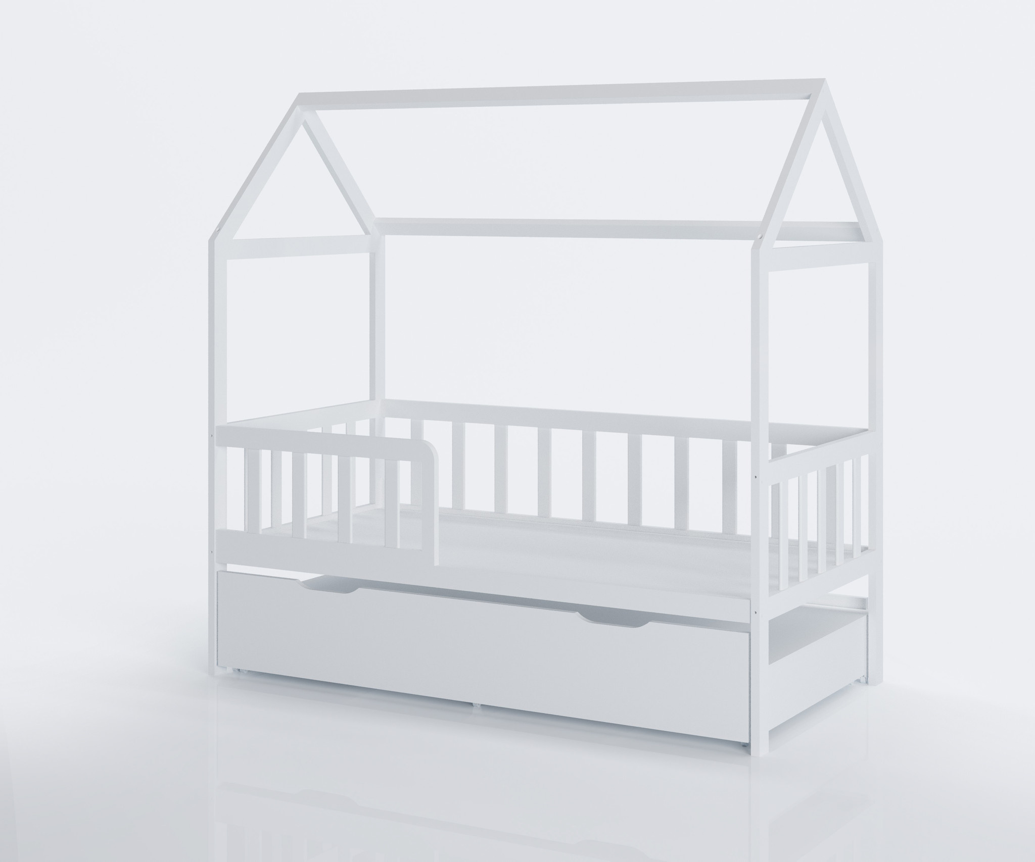 Peuterbed met lade 160x80 cm wit | Huisbed ecologisch vurenhout