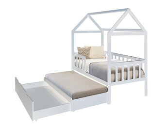 Peuterbed met lade 160x80 cm wit | Huisbed ecologisch vurenhout