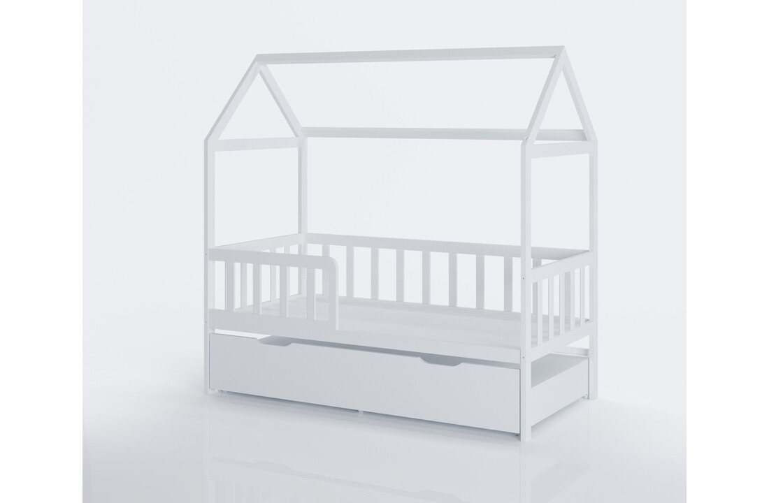 Huisbed kind 160x80 cm | Wit Vurenhout | Met Lade & Logeerbed