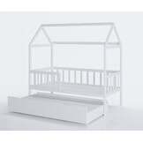 Bed met logeerbed - Huisbed 160x80 cm Wit Vurenhout