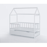 Bed met logeerbed - Huisbed 160x80 cm Wit Vurenhout