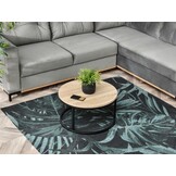 Salontafel hout zwart metaal - Rond 60cm - Industrieel design