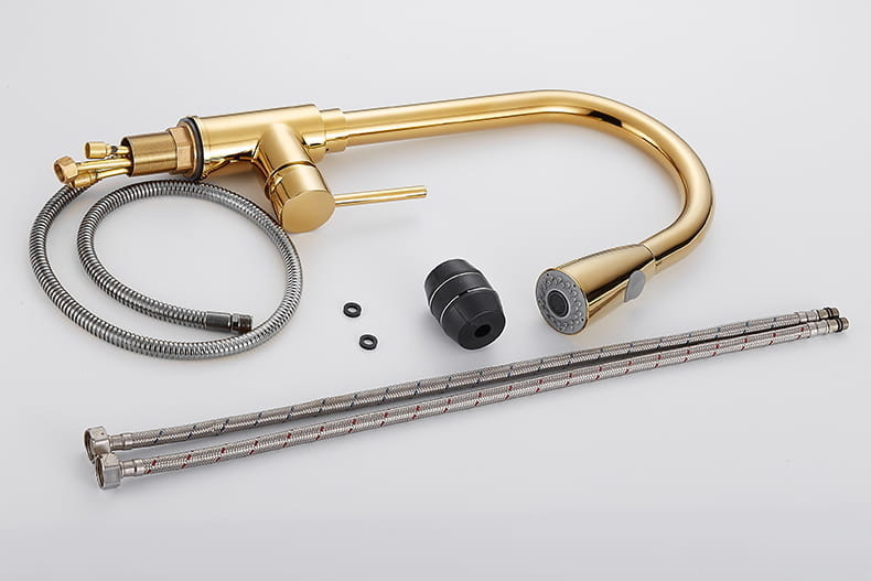 Keukenkraan uittrekbaar Goud Messing | 82cm uittrekbaar