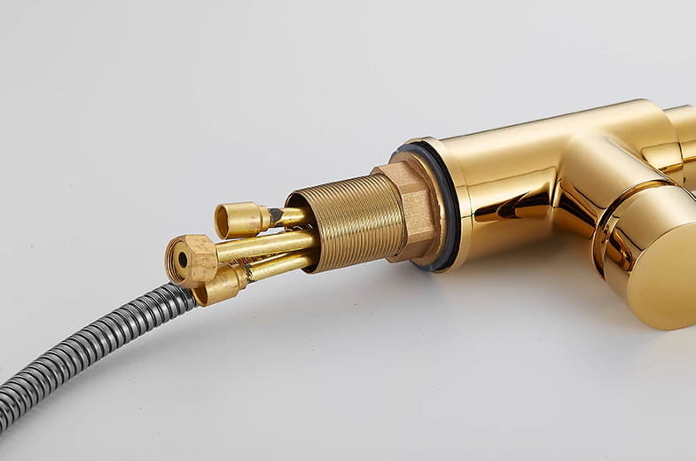 Keukenkraan uittrekbaar Goud Messing | 82cm uittrekbaar