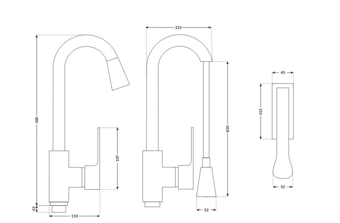 Keukenkraan uittrekbaar Goud Messing | 82cm uittrekbaar