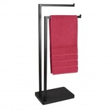 Wandrek badkamer tweearmig mat zwart metaal 80,5 cm hoog
